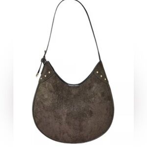 Universal Thread Dark Grey Suede Crescent Shoulder Bag with Gold Studs